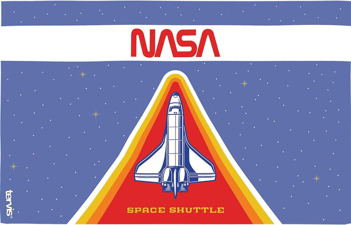 Tervis 1352668 NASA - Retro Badge Thermobecher mit Wickelverschluss und rotem Deckel, Titan, durchsi