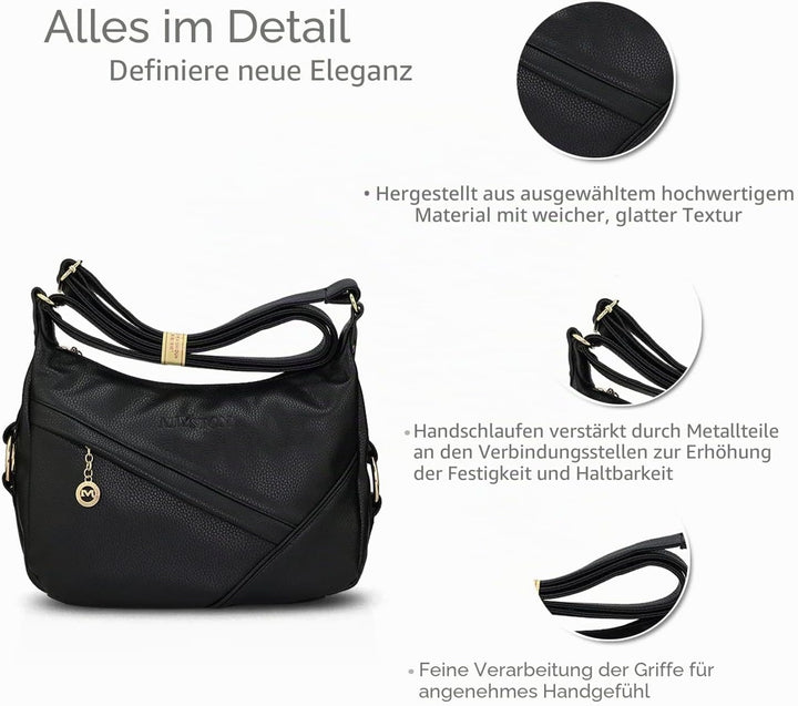NICOLE & DORIS Damen Schultertasche Weiche Leder Frauen Umhängetasche Handtasche Damen Crossbody Mes