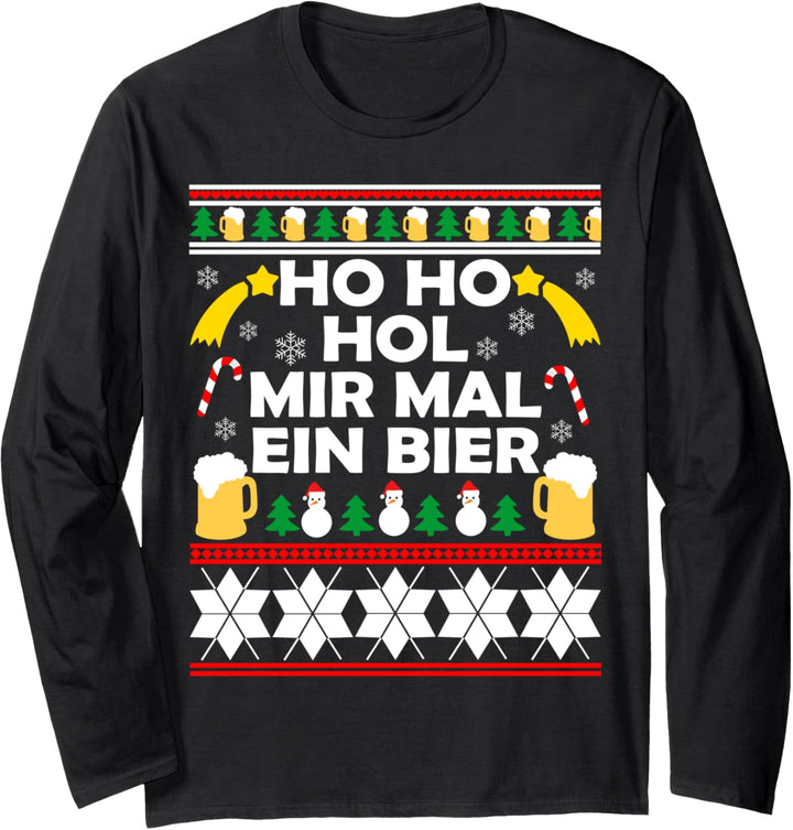 HoHoHo hol mir mal ein Bier Ugly Christmas Outfit Herren Langarmshirt
