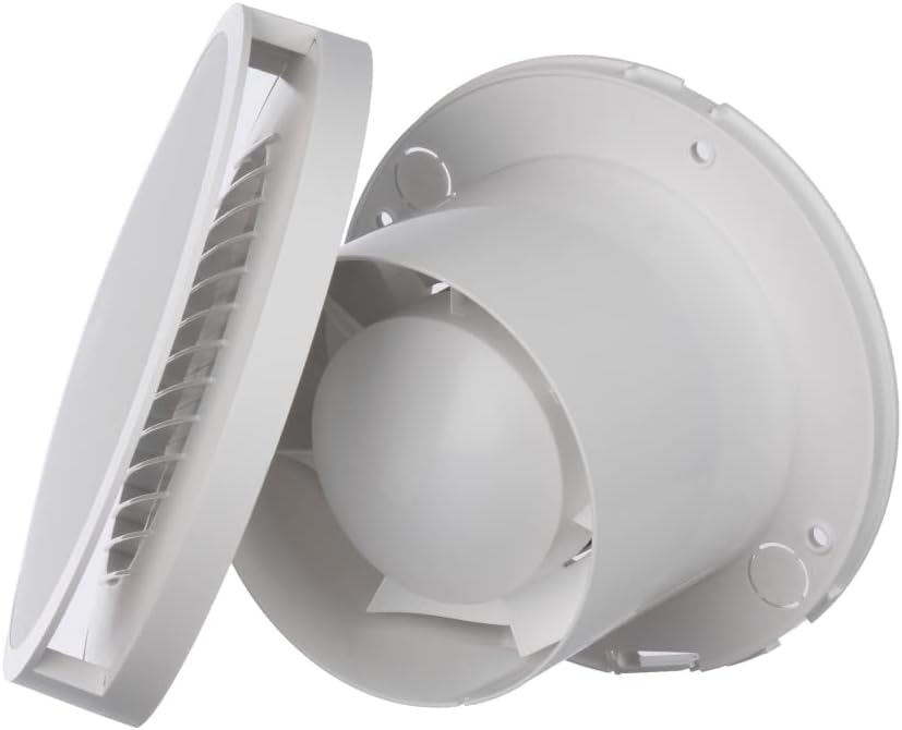 EUROPLAST Ø 100mm Bad-Lüfter mit Feuchtesensor und Timer mit Rund Front, Leise Ventilator - Kunststo