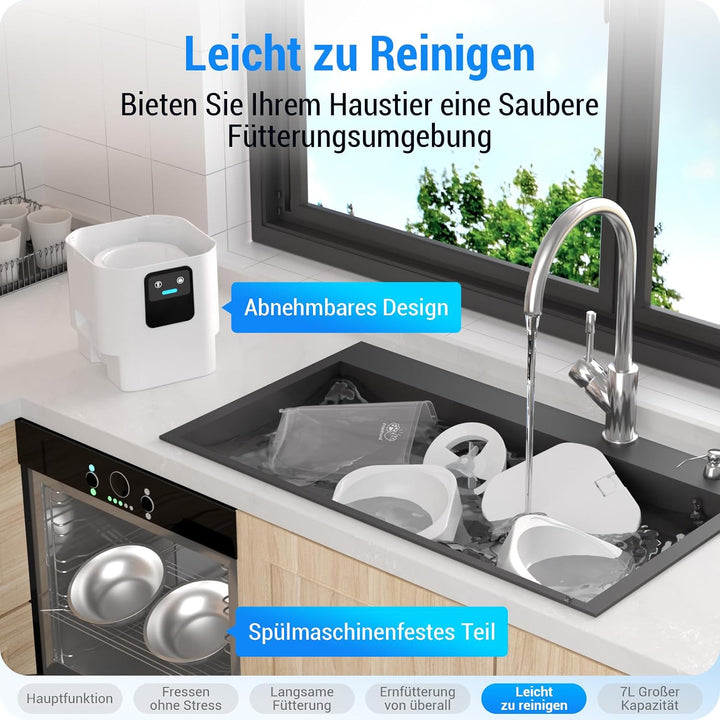 Frienhund 7L Futterautomat Katze für 2 Näpfe mit APP mit 5G-WLAN Weiss, Weiss