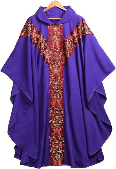 BLESSUME Priester Messgewand katholisch Stickerei Lila Kirche Vater Masse Robe Unisex, One Size Lila