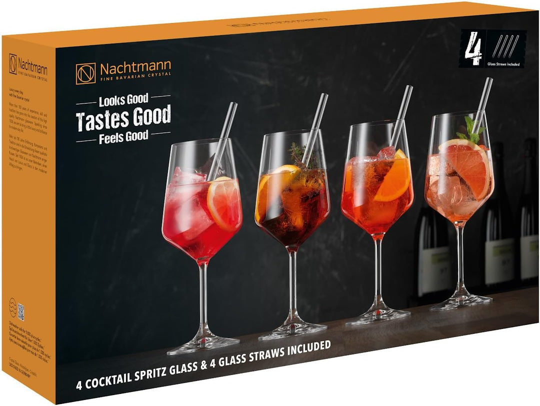 Nachtmann Cocktail/Spritz Set/4 + 4 Glastrinkhalme 7608/8tlg Tastes Good [SET4] [SP]