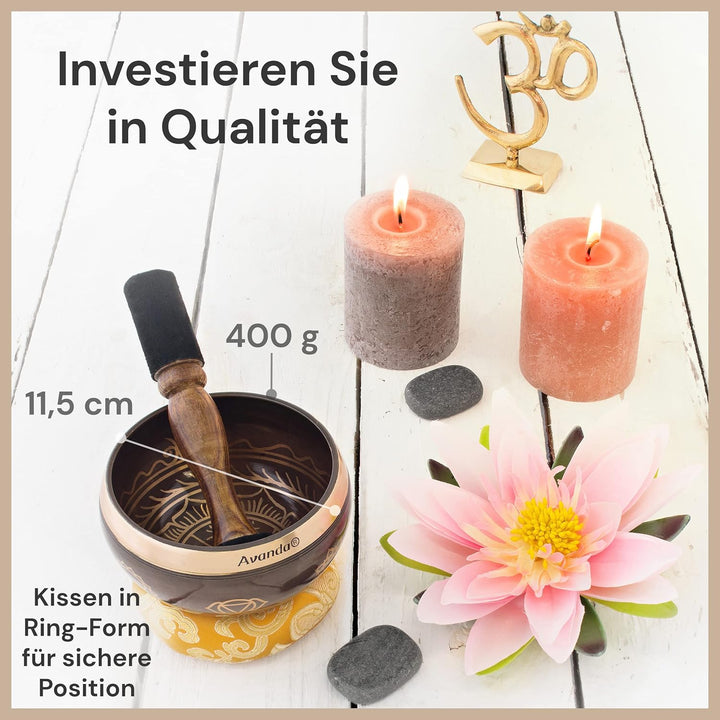 Tibetisches Klangschalen-Set Chakra für Yoga, Meditation und Entspannung - handbemalte Tibetische Kl