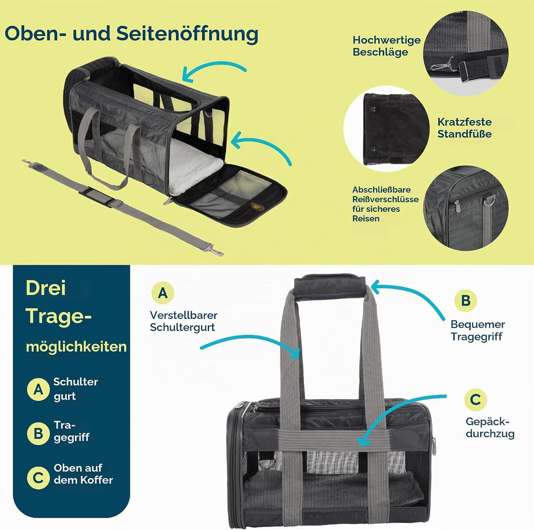 Sherpa Travel Transportbox für Haustiere, von Fluggesellschaften zugelassen, Large, anthrazit Large