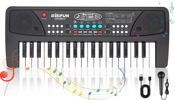 37 Tasten Kinder Klavier mit Mikrofon,Klavier Keyboard Kinder,Einführendes Musiktraining,Elektronisc