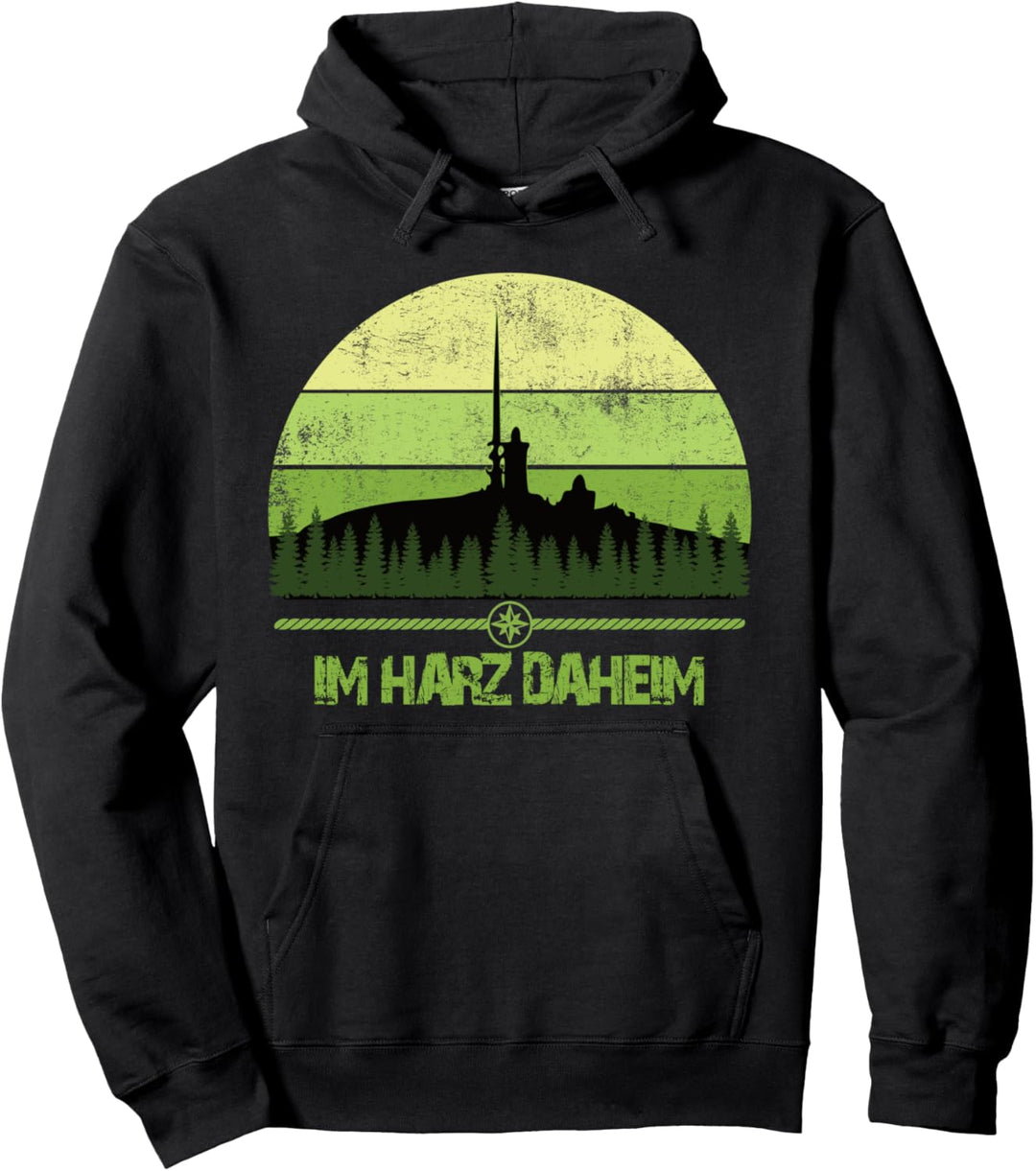 Harz Brocken Berge Wandern, Retro Urlauber Wandergruppen Pullover Hoodie