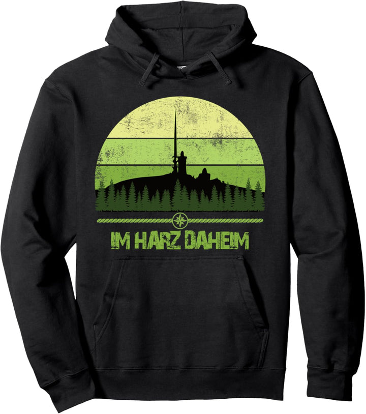 Harz Brocken Berge Wandern, Retro Urlauber Wandergruppen Pullover Hoodie