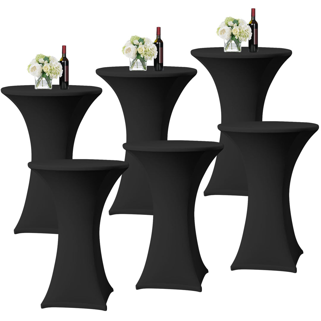 6er-Set Schwarz Stretch Stehtisch Husse für Bistrotisch Ø 60-65 cm Spandex Stretch Tischdecke, Verst
