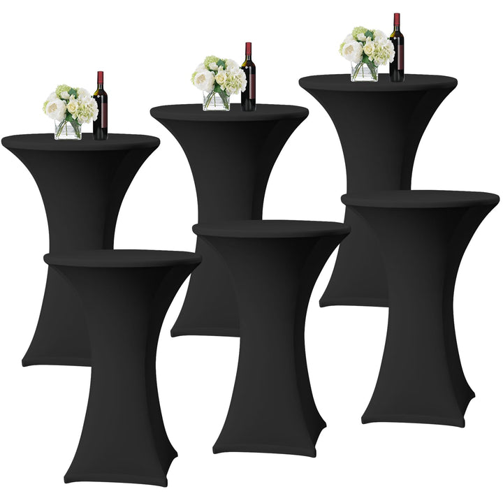 6er-Set Schwarz Stretch Stehtisch Husse für Bistrotisch Ø 60-65 cm Spandex Stretch Tischdecke, Verst