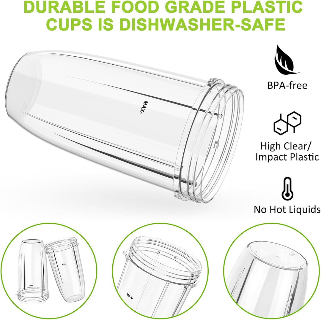 2-Pack 32 oz Ersatzbecher für Nutribullet 600W & 900W, Kompatibel mit NutriBullet Extractor Klingen