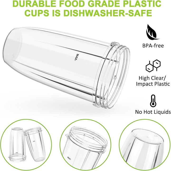 2-Pack 32 oz Ersatzbecher für Nutribullet 600W & 900W, Kompatibel mit NutriBullet Extractor Klingen