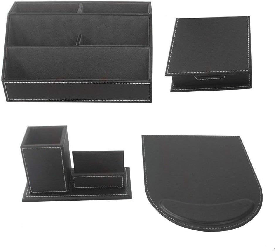 KINGFOM 4pcs Leder büro Schreibtisch Set- Inklusive Schreibtisch Organisator,Mauspad, Stifthalter mi