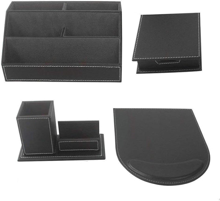 KINGFOM 4pcs Leder büro Schreibtisch Set- Inklusive Schreibtisch Organisator,Mauspad, Stifthalter mi