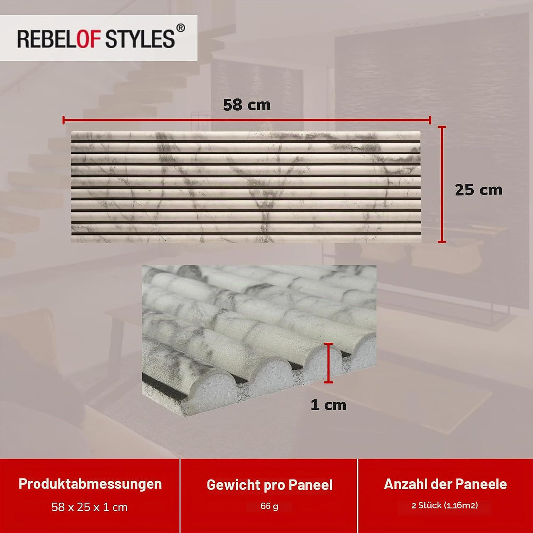 3D Wandpaneele, EPS-Schaumstoff Verblendstein - 3D UltraLight Linari Marble White HD Printed, 3d Ult