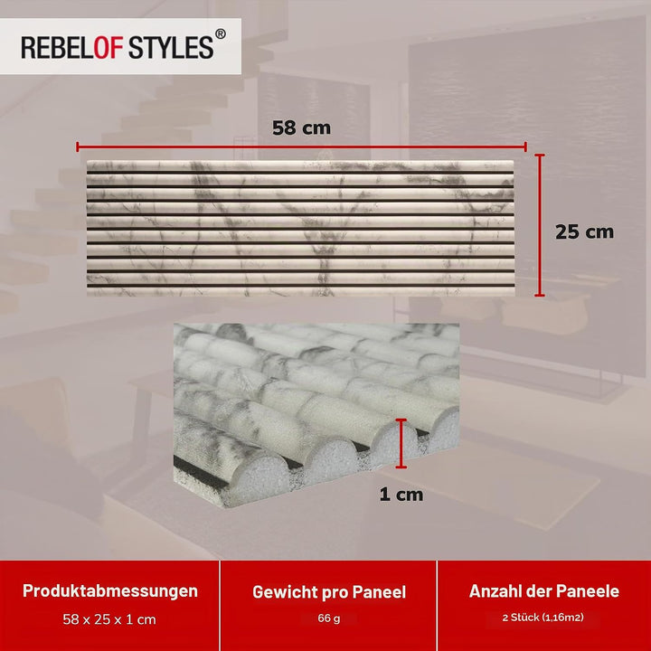 3D Wandpaneele, EPS-Schaumstoff Verblendstein - 3D UltraLight Linari Marble White HD Printed, 3d Ult