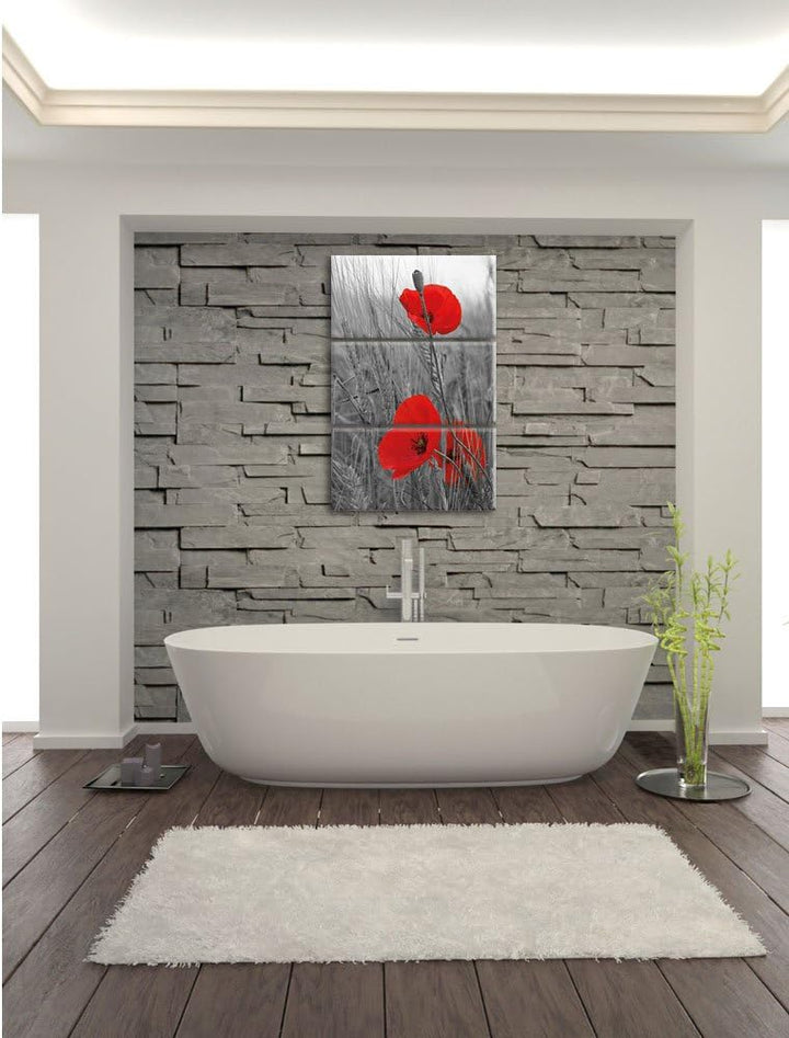 Pixxprint einzelne Mohnblumen im Getreidefeld als Leinwandbild/Grösse: 3 Teilig (120x80 cm) cm/Wandb