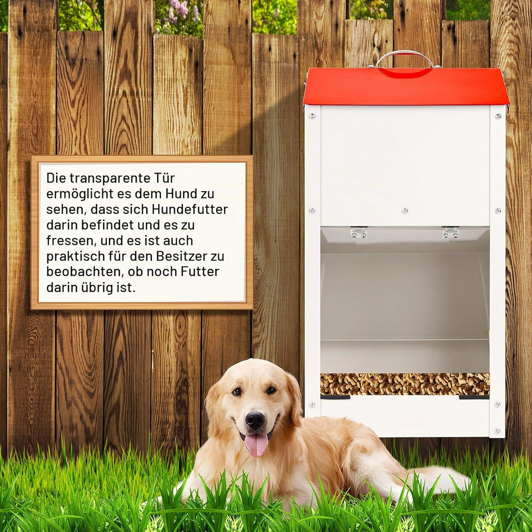 Svauoumu Automatischer Futterautomat für Hunde, 25lb Kapazität Outdoor Dog Feeder Gravity Feeder Chu