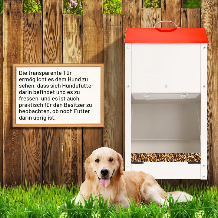 Svauoumu Automatischer Futterautomat für Hunde, 25lb Kapazität Outdoor Dog Feeder Gravity Feeder Chu