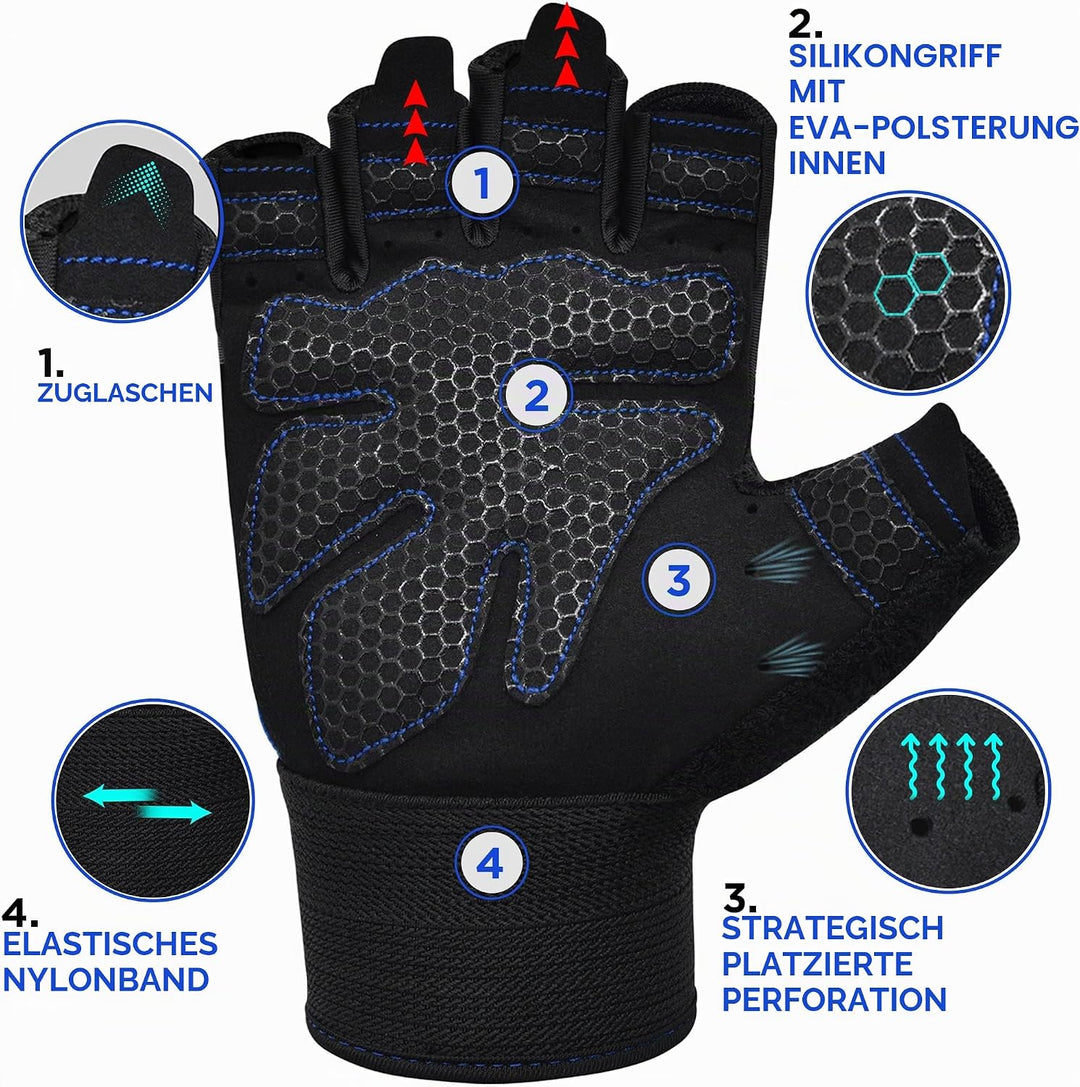 RDX Fitness Handschuhe Damen Herren, Anti-Rutsch Gewichtheben Workout Gym Gloves Krafttraining Train