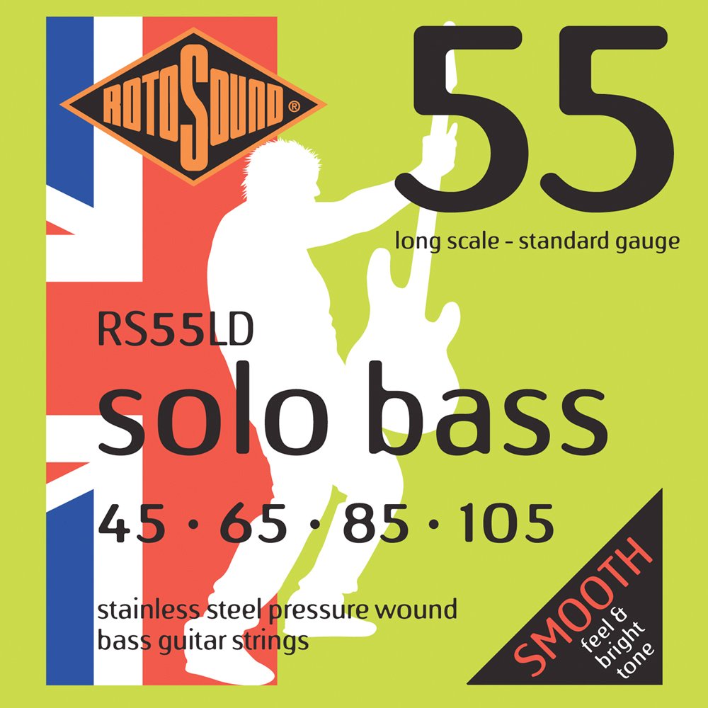 Rotosound Edelstahlsaiten für E-Bass, gewalzte Wicklung, Standardstärke 45 65 85 105
