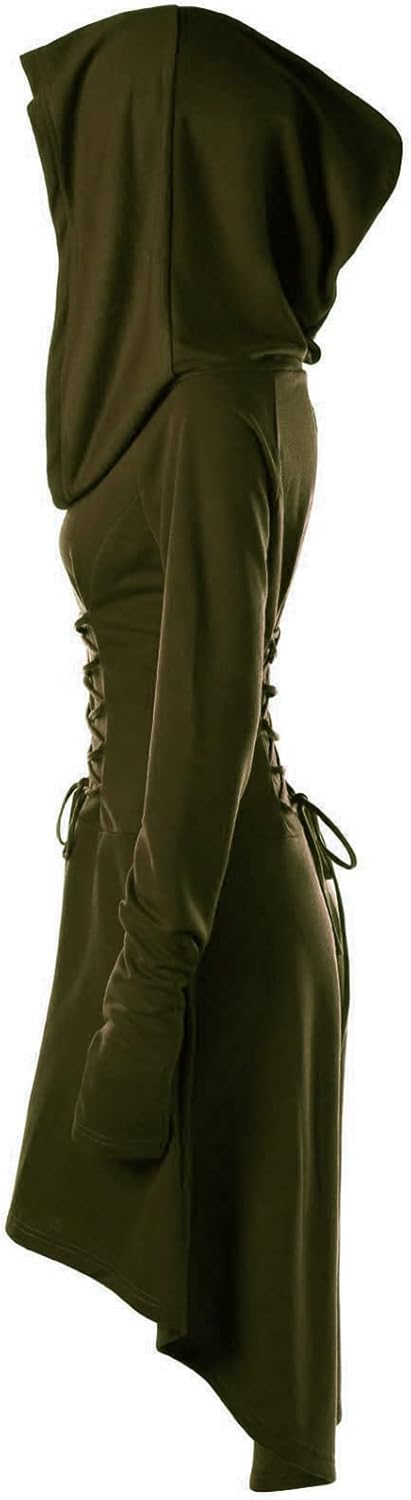 CNVAUIE Renaissance Kostüm Damen Gewand Mittelalterliches Kapuzenkleid Gothic Kleid Cosplay für Hall
