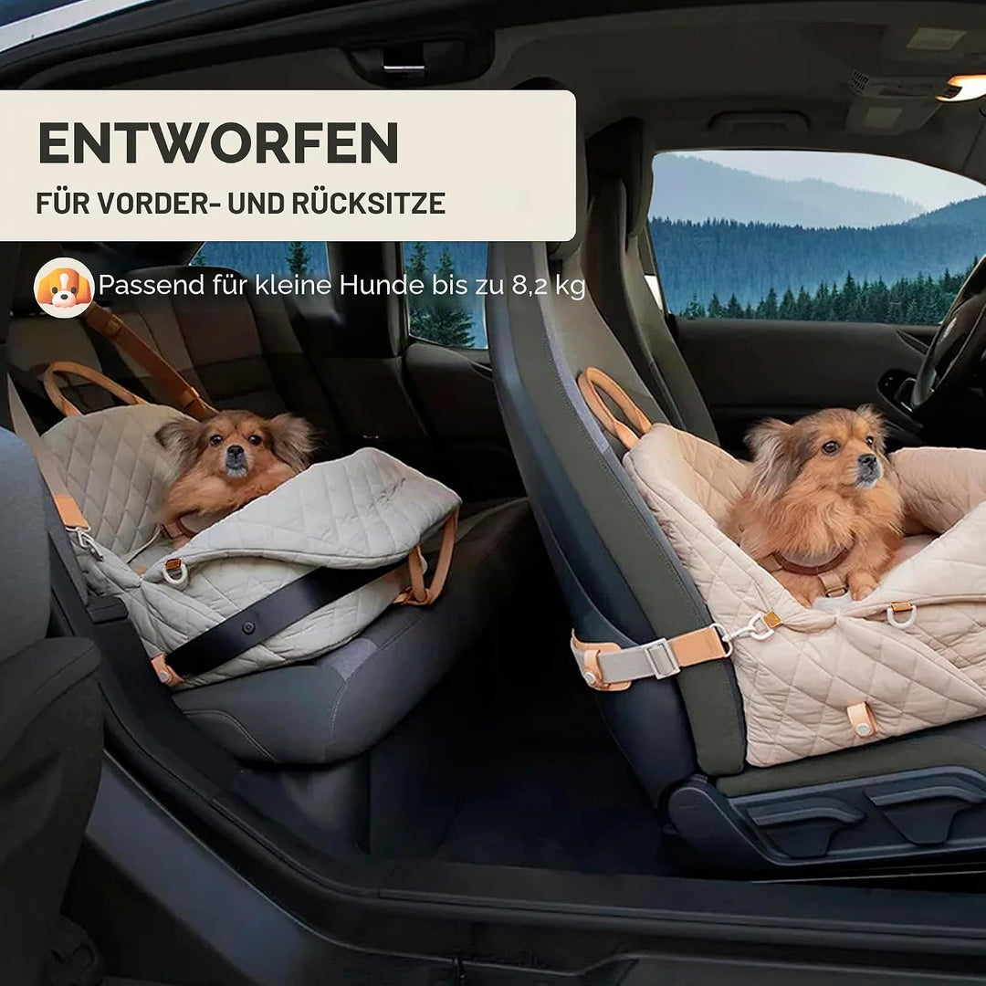 Hundeautositz für kleine Hunde - 3-in-1 Reisetasche, Booster & Hundebett fürs Auto - Waschbare, ruts