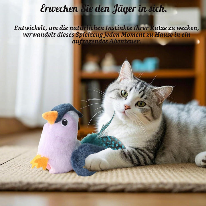 Suhaco Interaktive Katzenspielzeug Chirpy Vogelmelodie Feder Spielzeug Plüsch Spielzeug Set für Katz