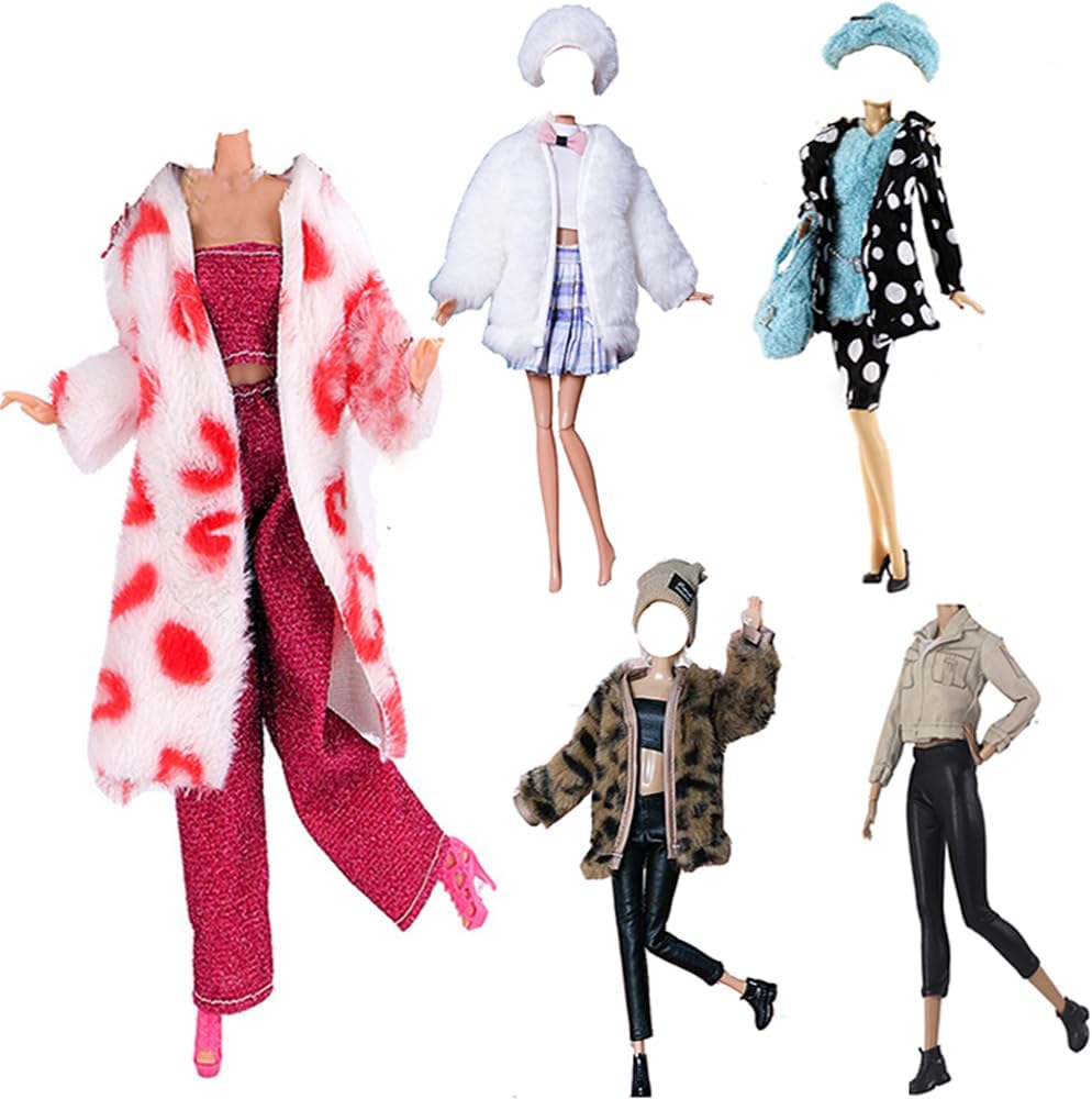 5 Satz Kleider Herbst Kleidung Windjacke + Hosen Schuhe Tasche Mantel Mode Hut Für 29cm Puppen Zubeh