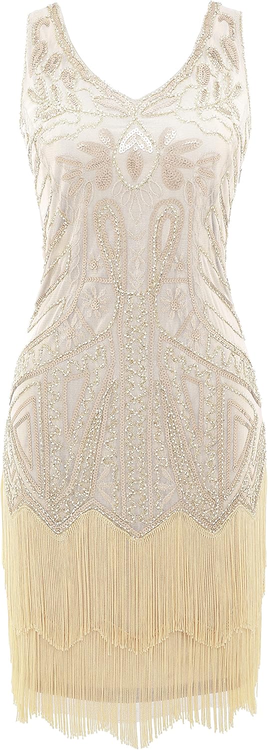 BABEYOND Damen Classic Cocktailkleid S Beige, S Beige