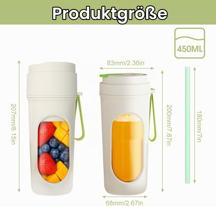 Tragbarer Mixer für Smoothie, 450ml Mixer Smoothie Maker To Go Mini Mixer to Go USB Aufladbarer Mini