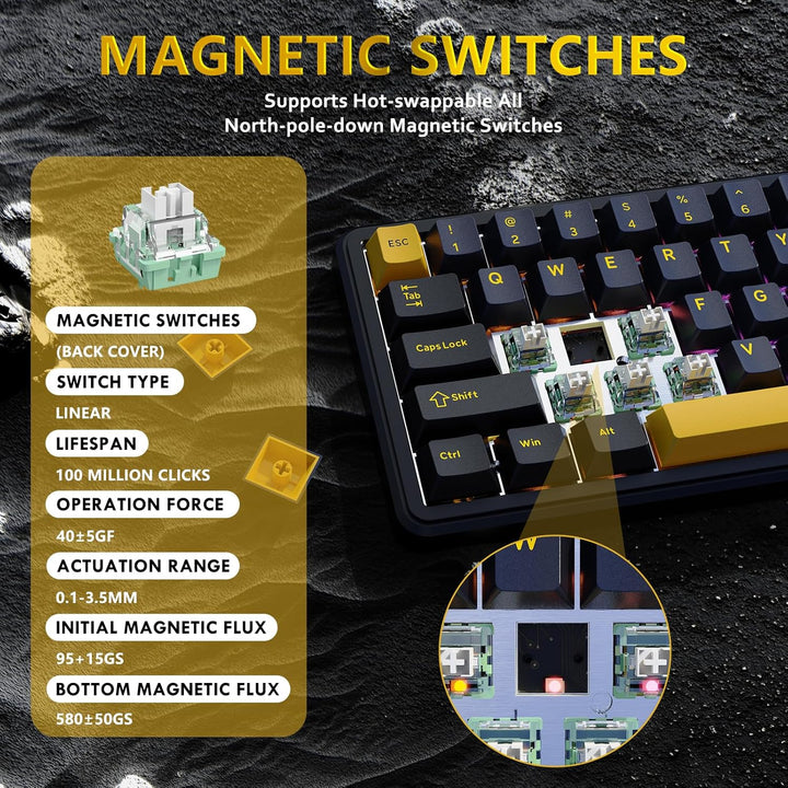 ATTACK SHARK Gaming-Tastatur &amp; -Maus-Set, X65 HE Kabelgebundene Magnettastatur und R1 Kabellose 59g