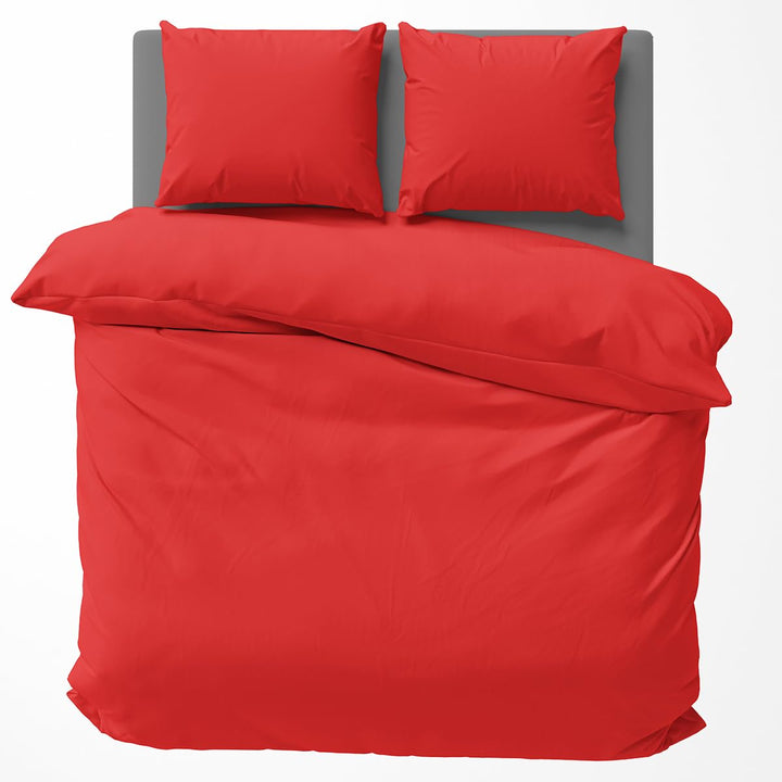 Visaggio Baumwolle Bettwäsche 220x240 cm Einfarbige Bettbezug Garnitur Schlafzimmer Set Rot 240 x 22