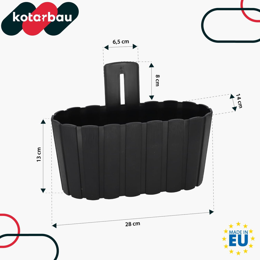 KOTARBAU® 4er Set Blumenkasten Balkon - Wandampel - Blumentopf - 28x14cm H: 13cm Anthrazit - Wandamp