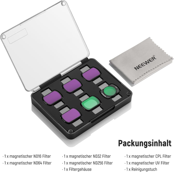 NEEWER Magnetisches ND CPL UV Filter Set kompatibel mit DJI OSMO Pocket 3, 6 Pack UV CPL ND16 ND32 N