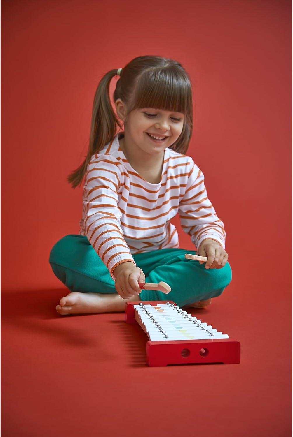 Janod - Confetti Holz- und Metall-Xylofon, Kinder-Musikinstrument, Spielzeugnachbildung und Spielzeu