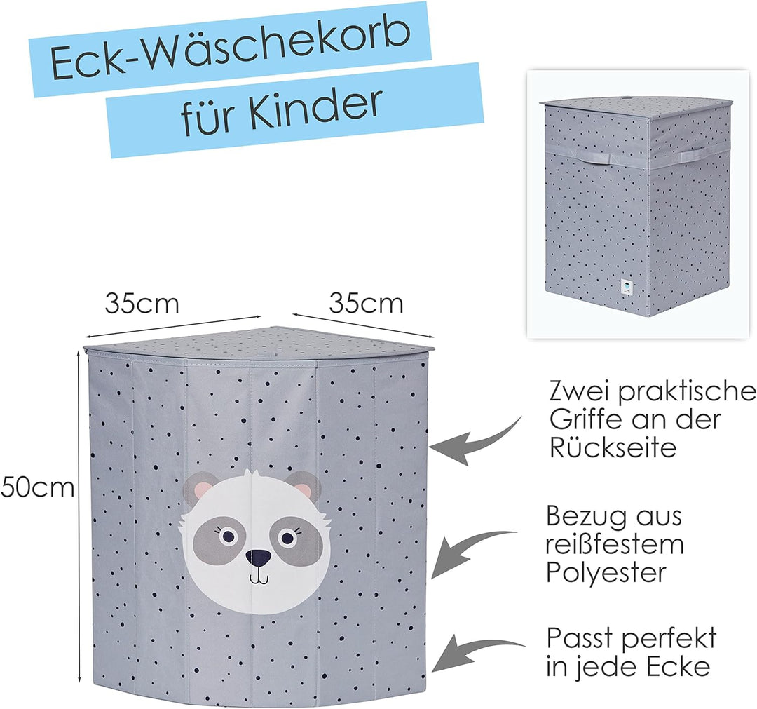 LOVE IT STORE IT Kinder Wäschekorb mit Deckel - Wäschesammler für Kinderzimmer - Verstärkt mit Holz