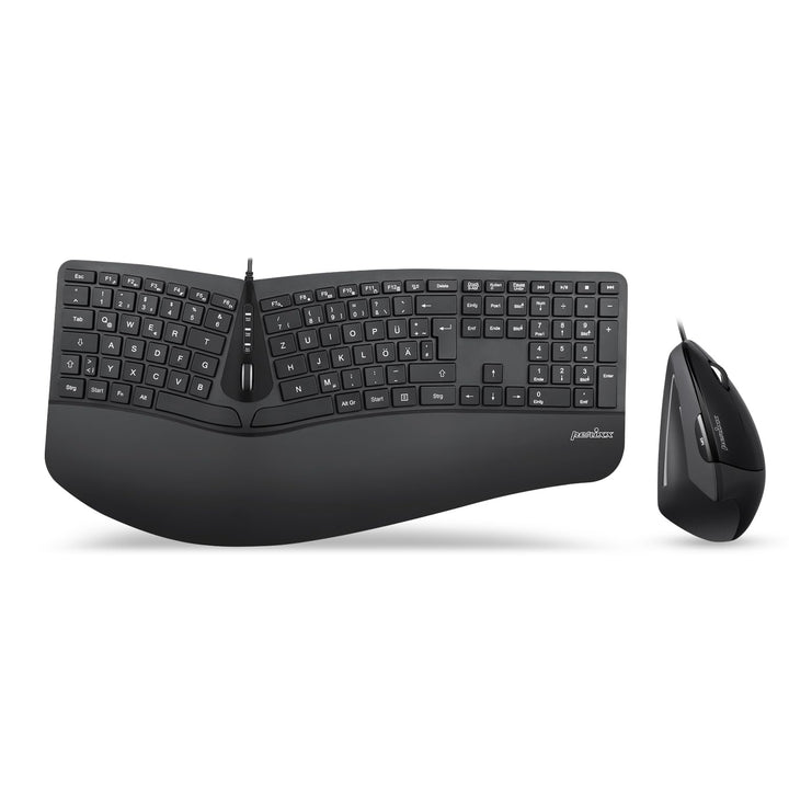 Perixx Periduo-505, Ergonomische Tastatur und Vertikale Maus Desktop Set, Geteiltes Tastenfeld, 4-We