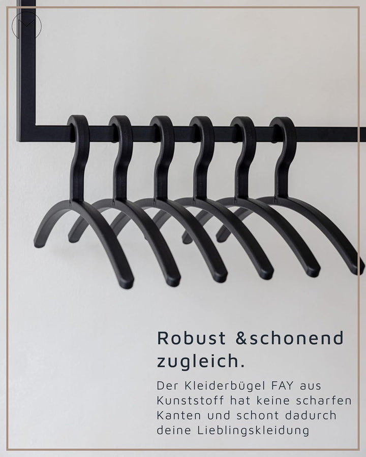 Metallbude Kleiderbügel FAY - 6er Set Weiss - Bügel Kunststoff - Modernes & Platzsparendes Design -