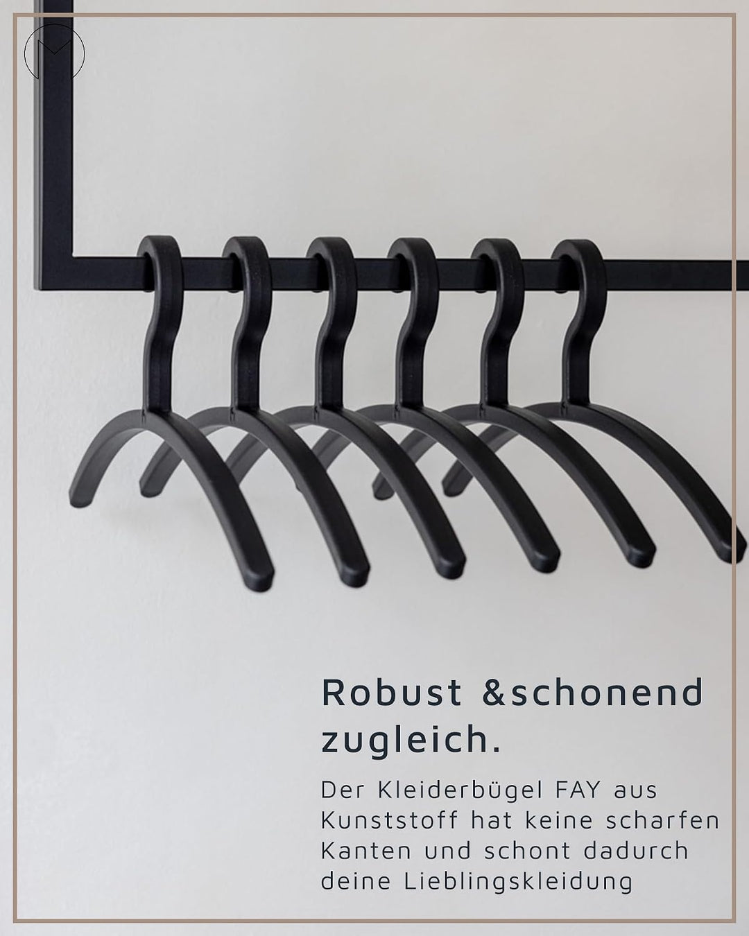 Metallbude Kleiderbügel FAY 6er Set Schwarz - Leicht, Platzsparend, rutschfest, Stabil Kunststoff Ha