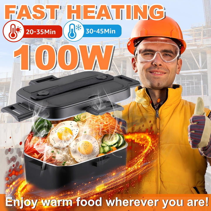 Kimfead Elektrische Lunchbox 75W 1,8L Edelstahl Entnehmbare Tragbarer brotdose 12V/24V/220V Insulate