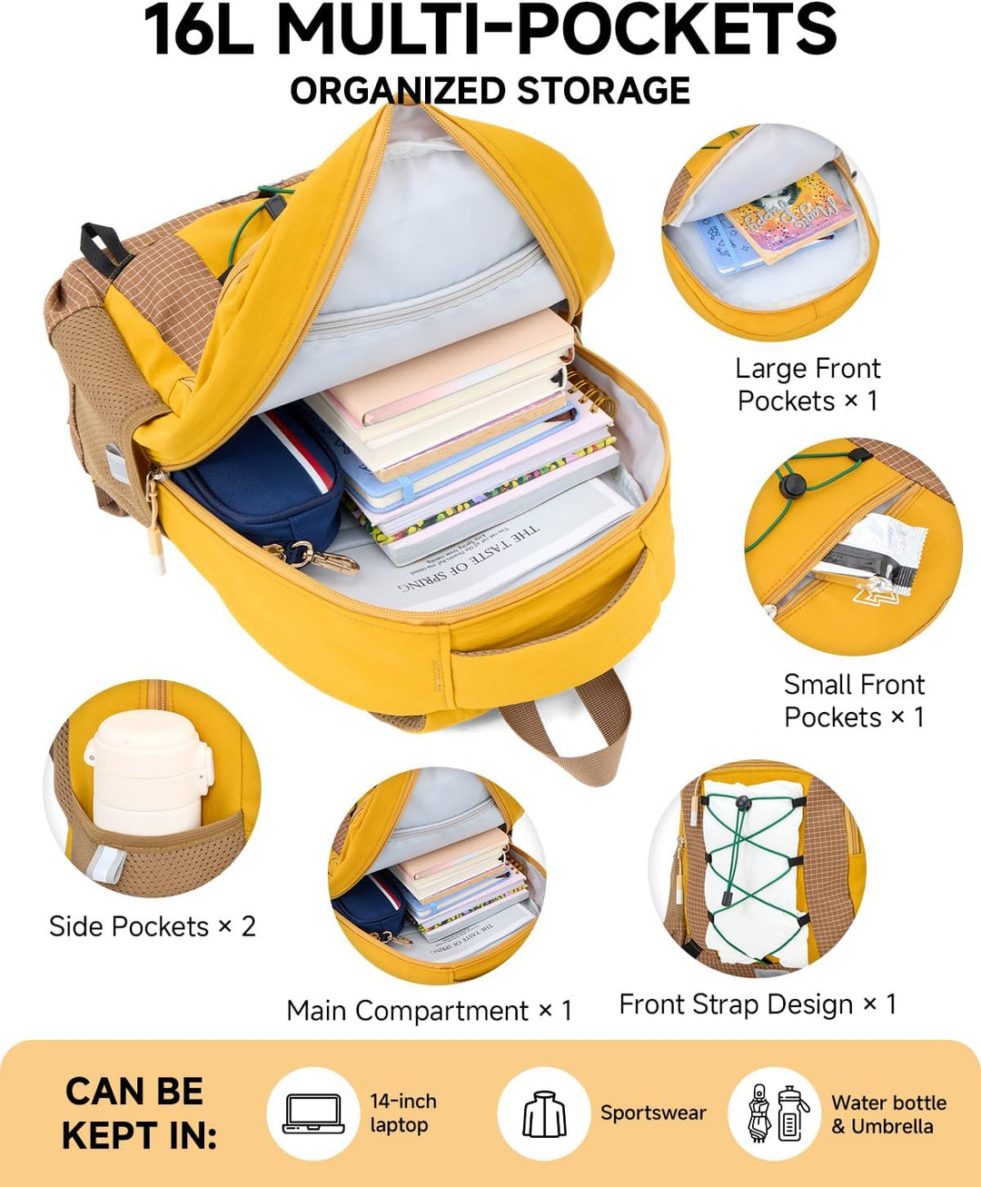 Amythe Outdoor Schulrucksack für Jungen Mädchen ab 6 Jahren, Wanderrucksack Kinder 1. - 5. Klasse, W