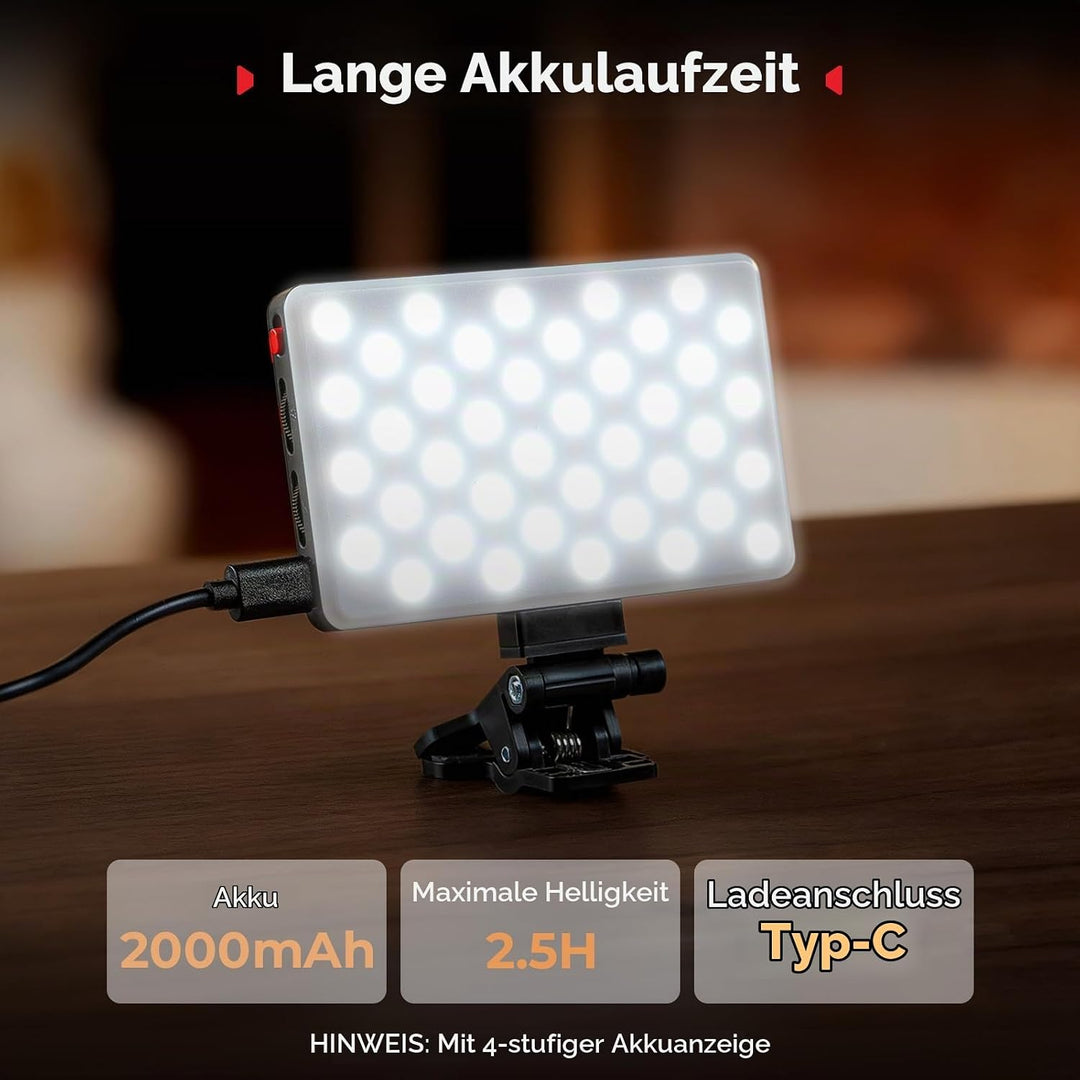 SMALLRIG M3 Magnetisches Selfie-Telefon-LED-Videolicht mit Clip, 120 LEDs 2000mAh Wiederaufladbar, 2