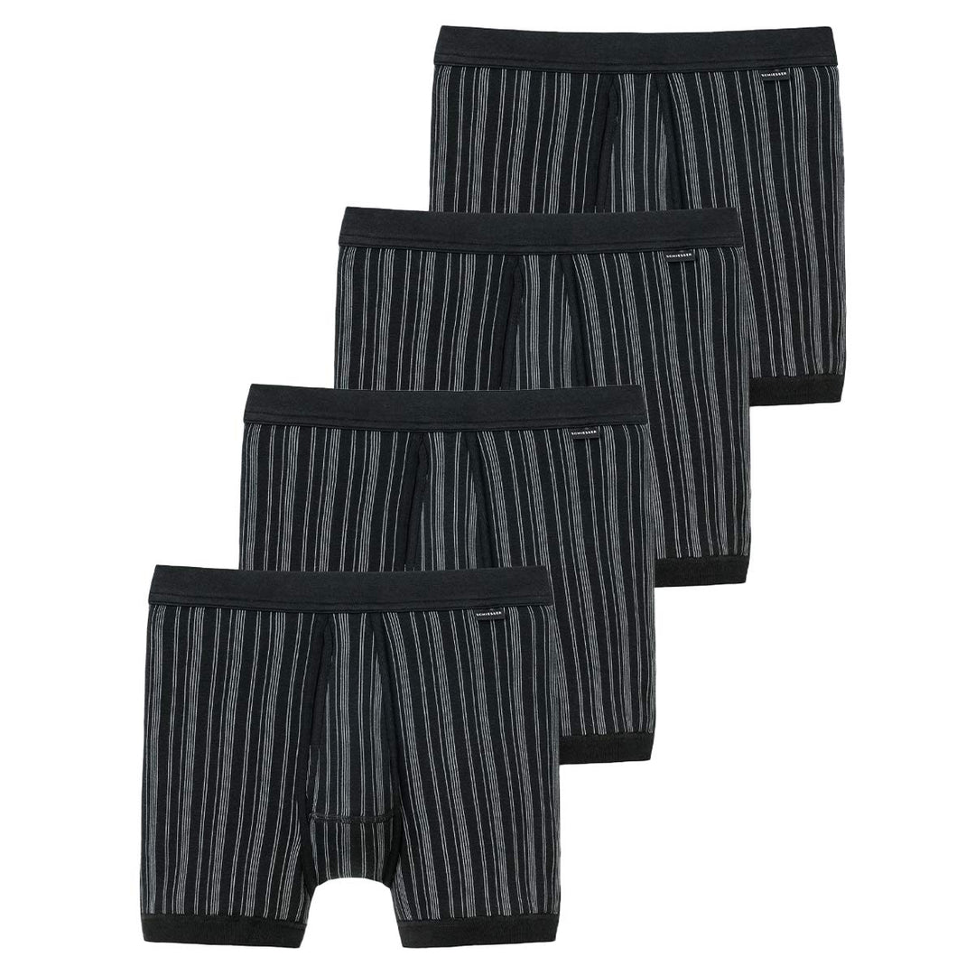 Schiesser Herren 2 PACK Unterhose mit Bein und Eingriff - Classic M 4 X Schwarz (000), M 4 X Schwarz