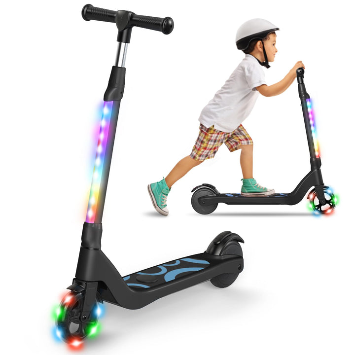 SISIGAD E Scooter Kinder für 6-12 Jahre, E Roller Kinder 5.3 Zoll Kinderroller mit Blinkende LED-Leu