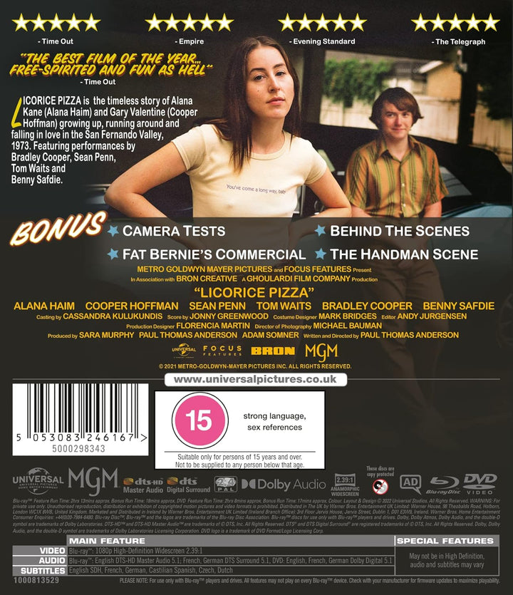 Licorice Pizza [DVD + Blu-ray] [2022] [Region Free], Blu-ray