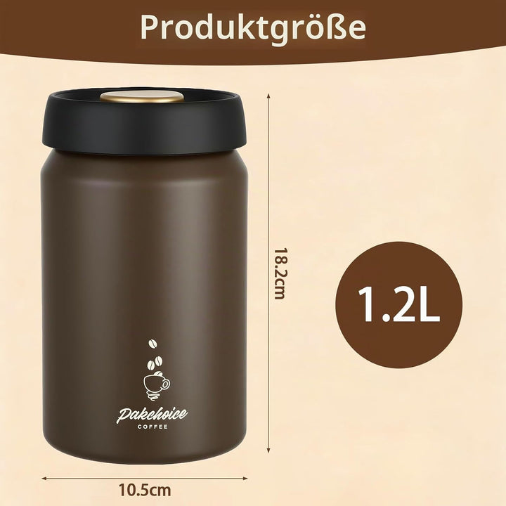 Kaffeebohnen Behälter (1,2L), Kaffeedose Luftdicht, kaffeedose, 316 Edelstahl Material, geeignet Für