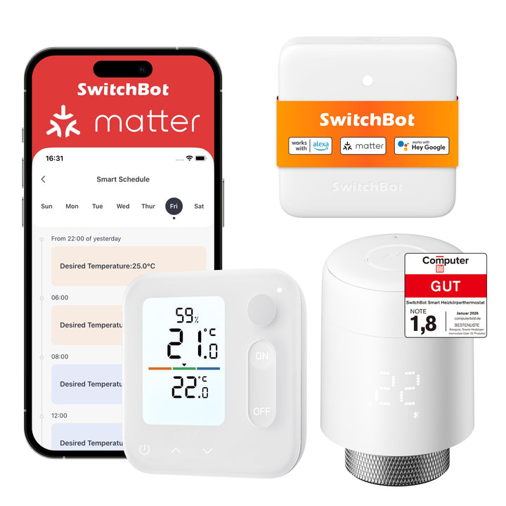 SwitchBot Smart Heizkörperthermostat-Panel Combo – App- und Zeit-Steuerung, Energieseinsparung, einf