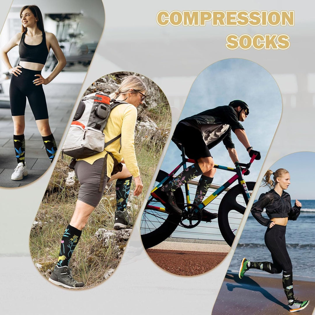LEOSTEP Kompressionsstrümpfe für Männer und Frauen (6 Paar) – Kompressionssocken für Alltag, Reise,