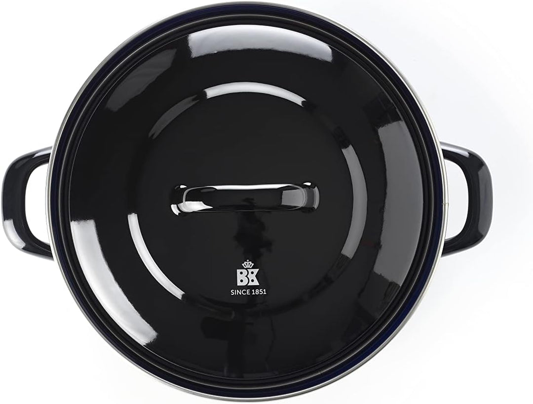 BK Indigo Holländisches Erbe Runde Deutsche Emaillierte Kasserolle mit Deckel mit PFAS-Freier Kerami